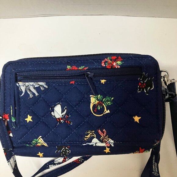 Vera Bradley Holiday Snow Globe Motifs RFID All In One Crossbody Bag - Picture 4 of 6